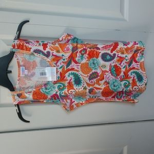 New LuLaRoe Tank Top Floral Paisley Orange Green Pink size small